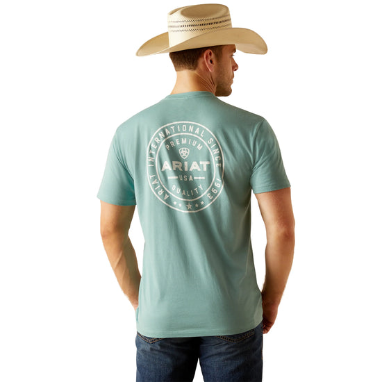 MENS ARIAT HERITAGE CIRCLE TEE- OIL BLUE HEATHER