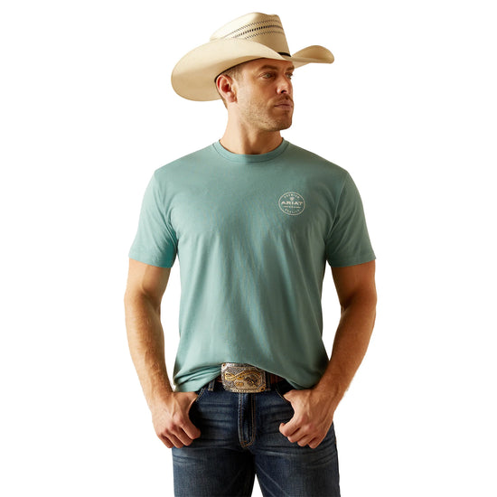 MENS ARIAT HERITAGE CIRCLE TEE- OIL BLUE HEATHER