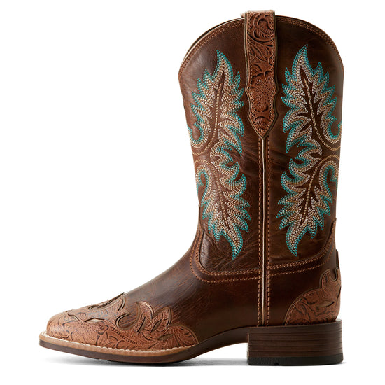 LADIES ARIAT BRYCE CANYON FLORAL EMBOSSED TAN/SASSY BROWN