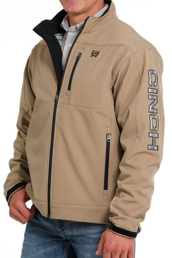 MENS CINCH LOGO SOFTSHELL JACKET- BROWN