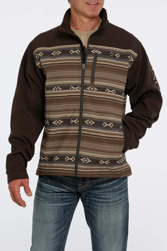 MENS CINCH JACKET- BROWN/ AZTEC PRINT