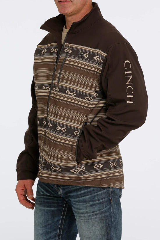 MENS CINCH JACKET- BROWN/ AZTEC PRINT