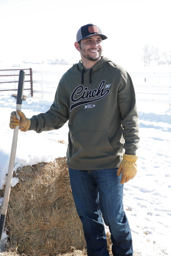 MENS CINCH LOGO EMBROIDERED HOODED PULLOVER