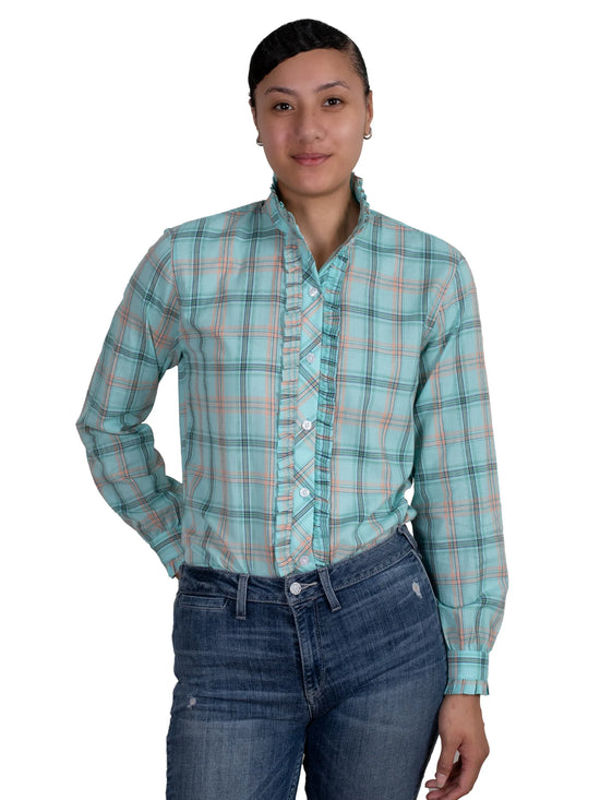 LADIES JUST COUNTRY ABBEY FRILLS FULL BUTTON WORKSHIRT