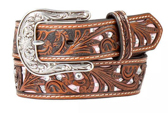 KIDS ARIAT SCROLL FILIGREE CRYSTAL BELT- PINK